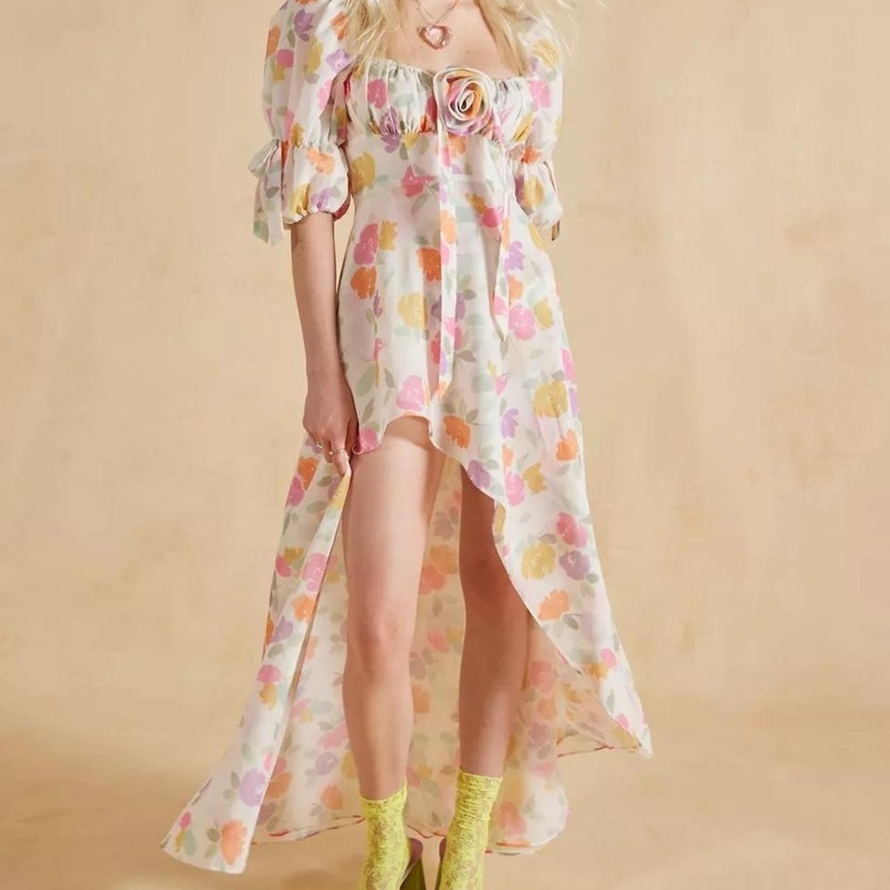 For Love And Lemons Petal Midi Dress Women's Size Medium NWT $225 Milkmaid Boho